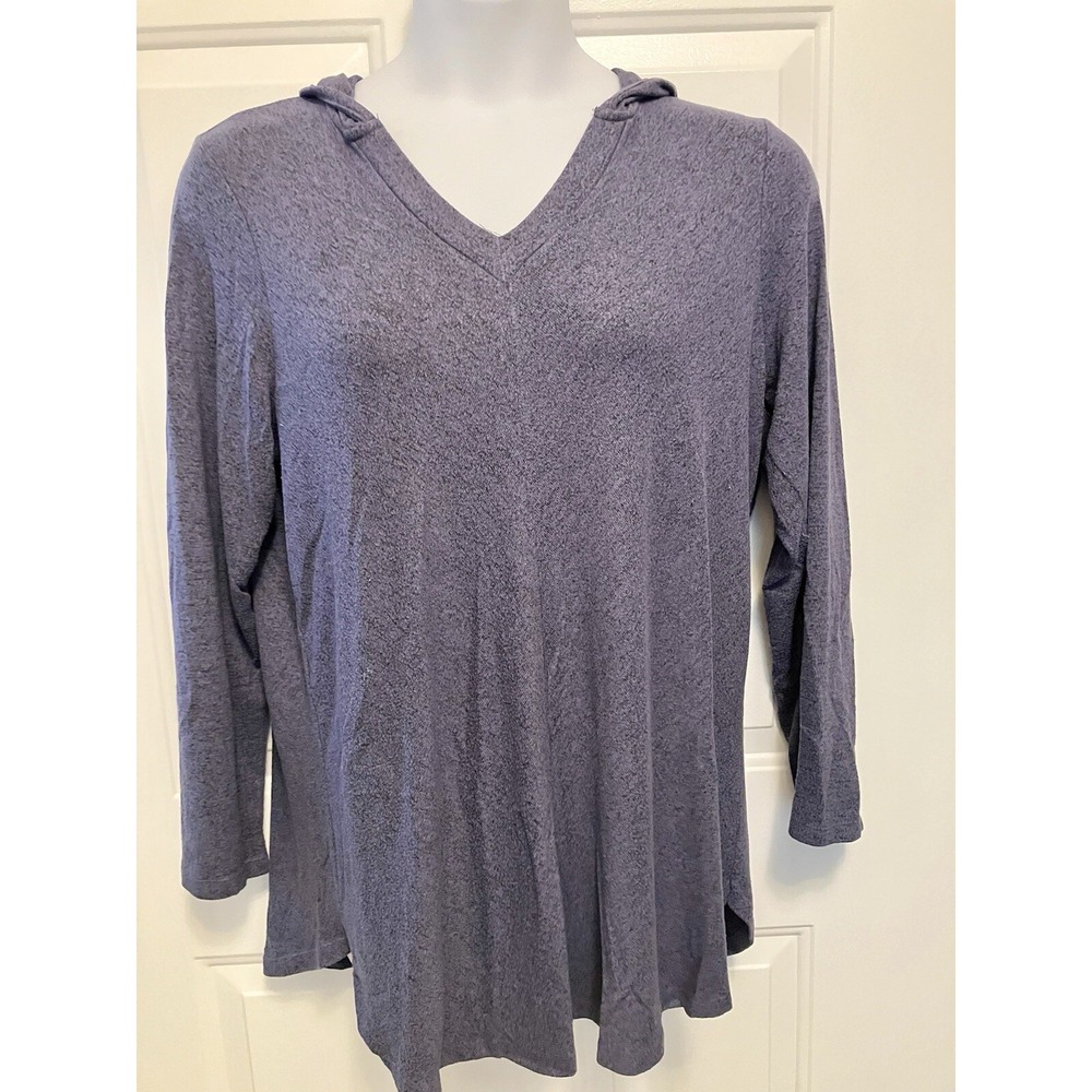 Sunday Woman Women's Blue Heathered Hoodie Shirt‎ Tunic  Sweater Sz 2X